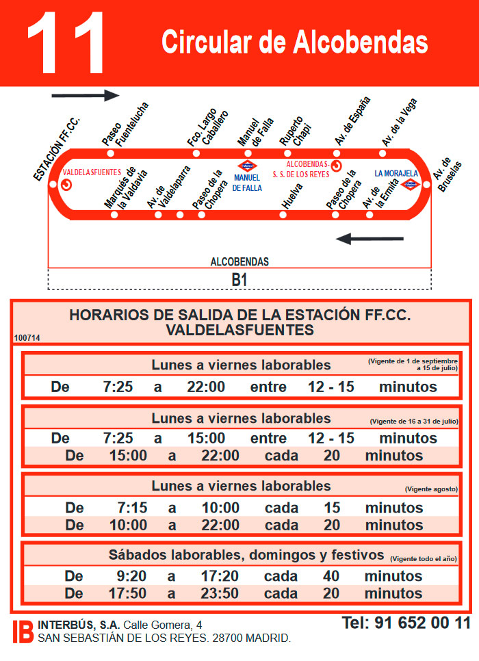Horario Línea C11 Ida