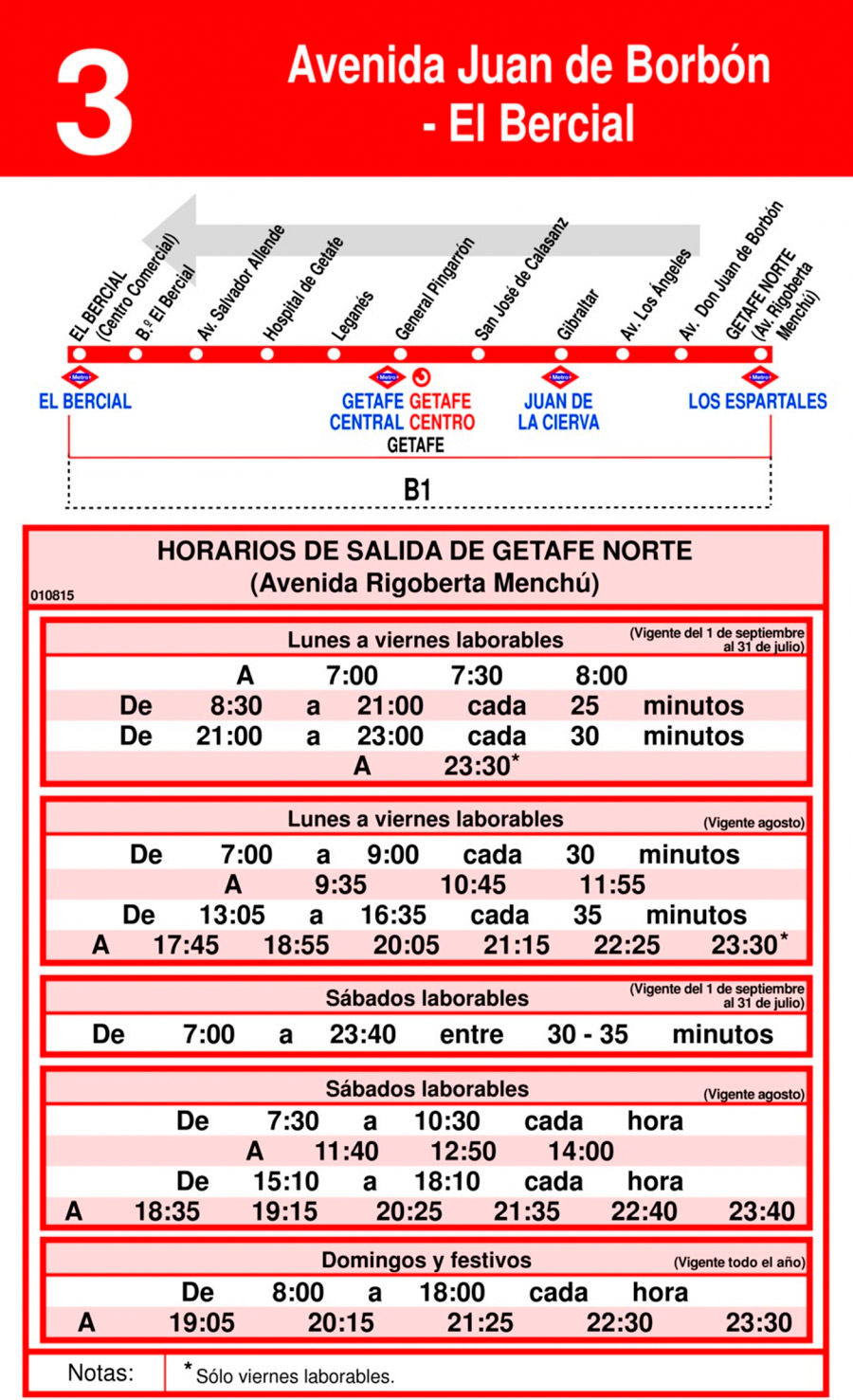 Horario Línea 3 Vuelta