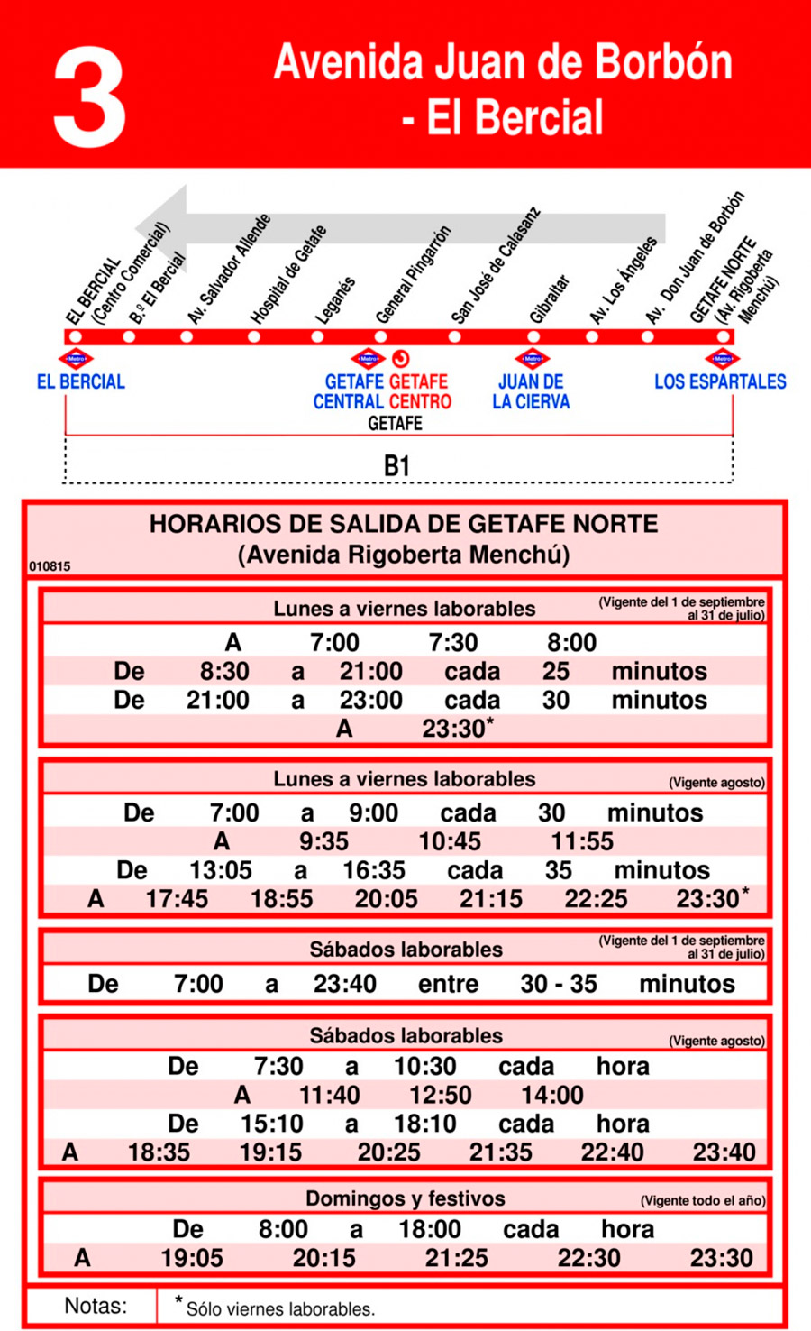Horario Línea 3 Vuelta