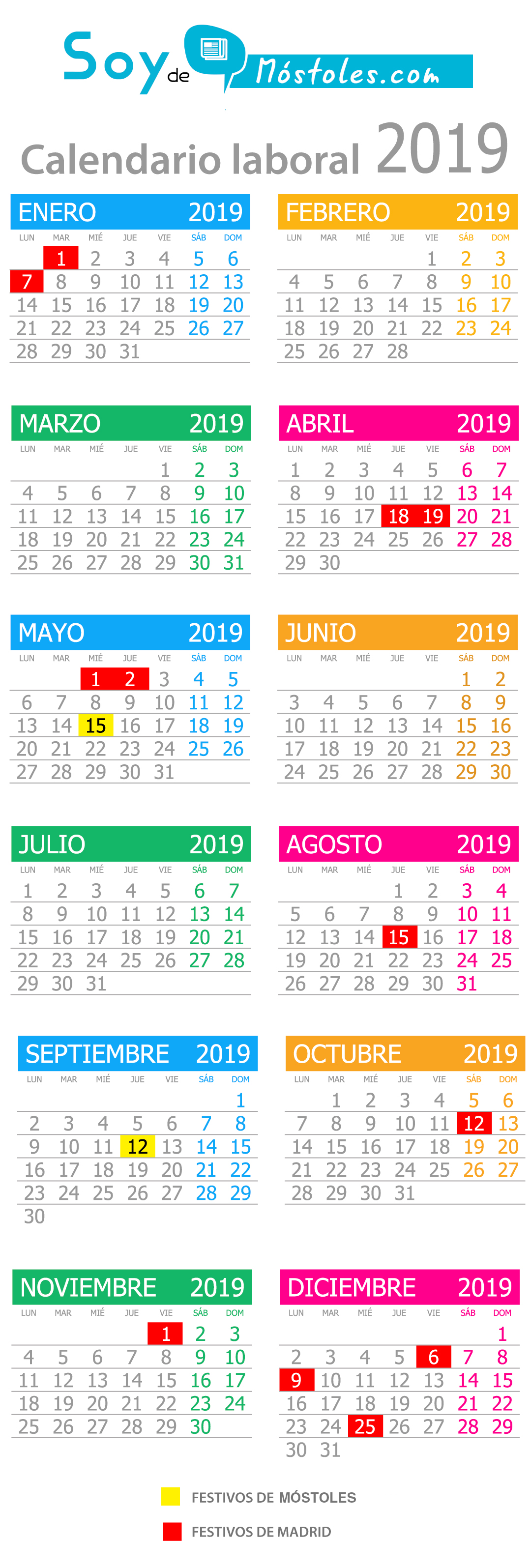 El Calendario Laboral De Mostoles Ya Disponible Soyde calendario laboral mostoles