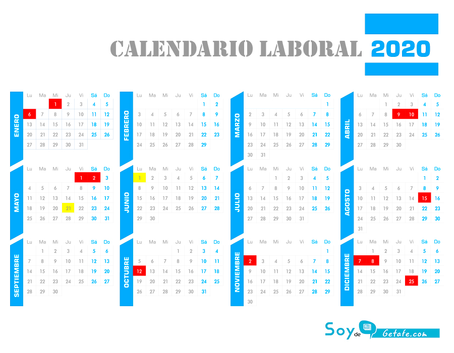 calendario laboral de getafe 2020