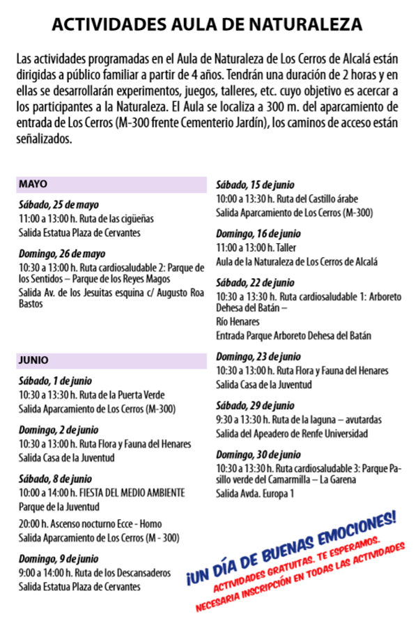 programa rutas alcala mayo y junio 2019