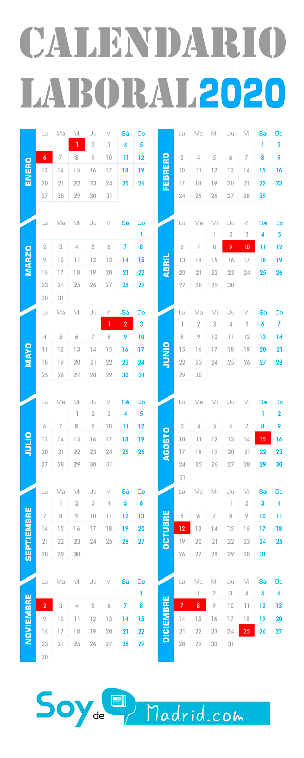 2020 Work Calendar