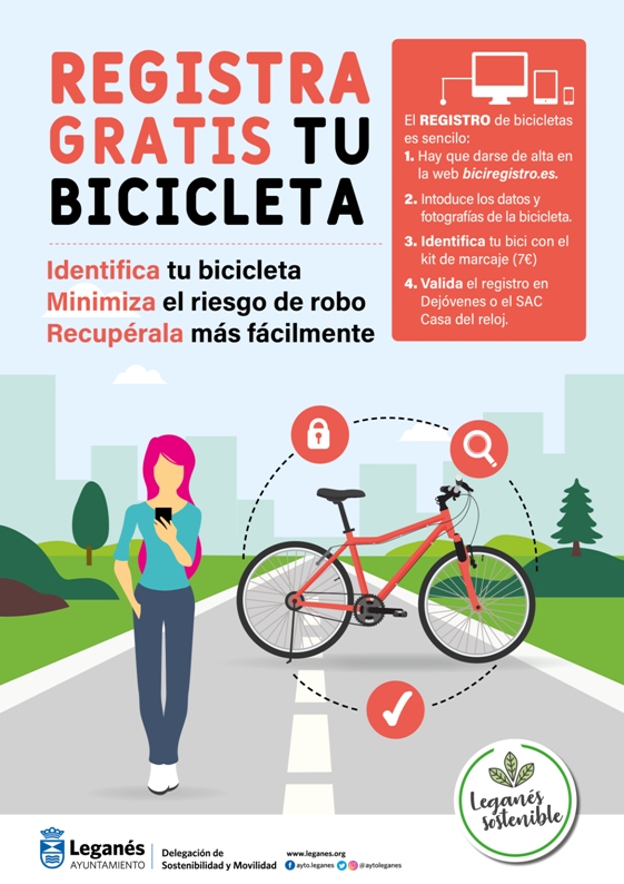 Cartel informativo BiciRegistro Leganés