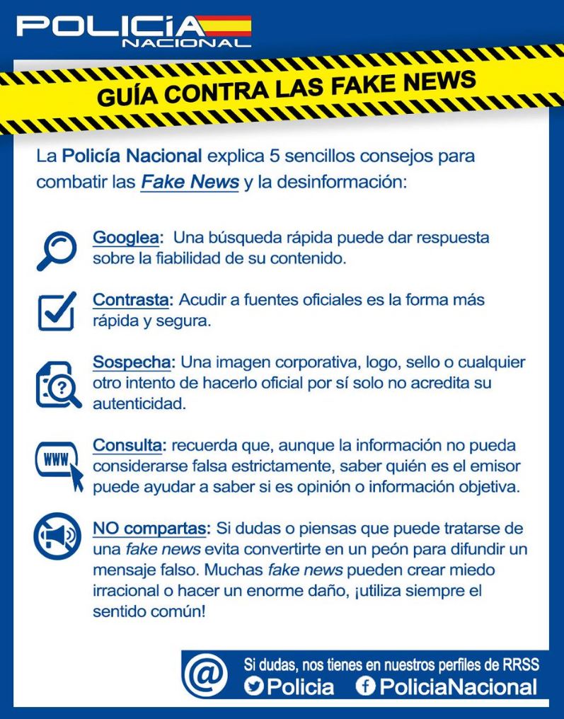 Guía consejos fake news de la policía Nacional