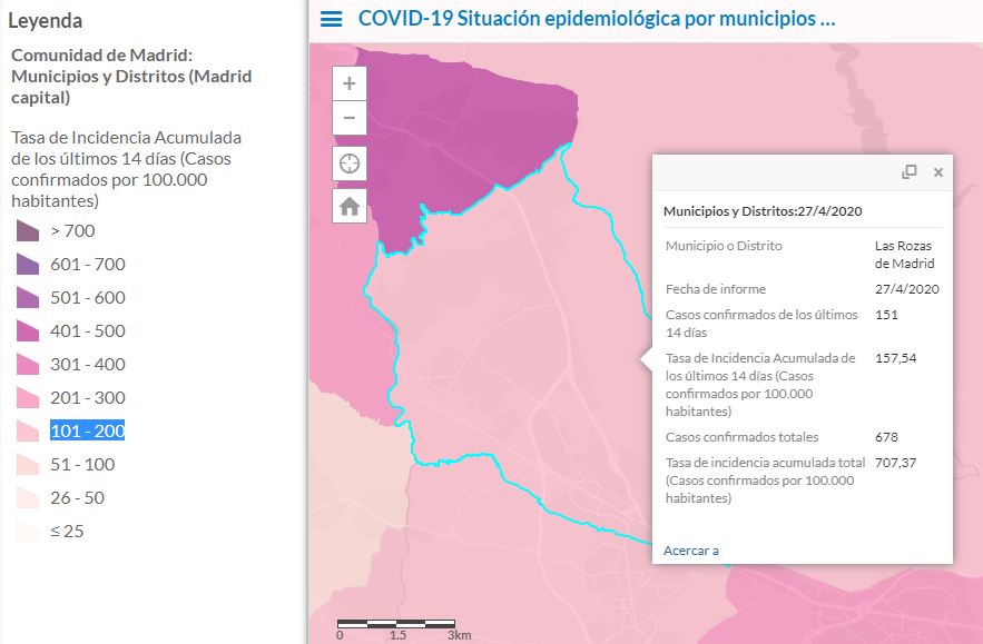 Tasa de contagio Las Rozas