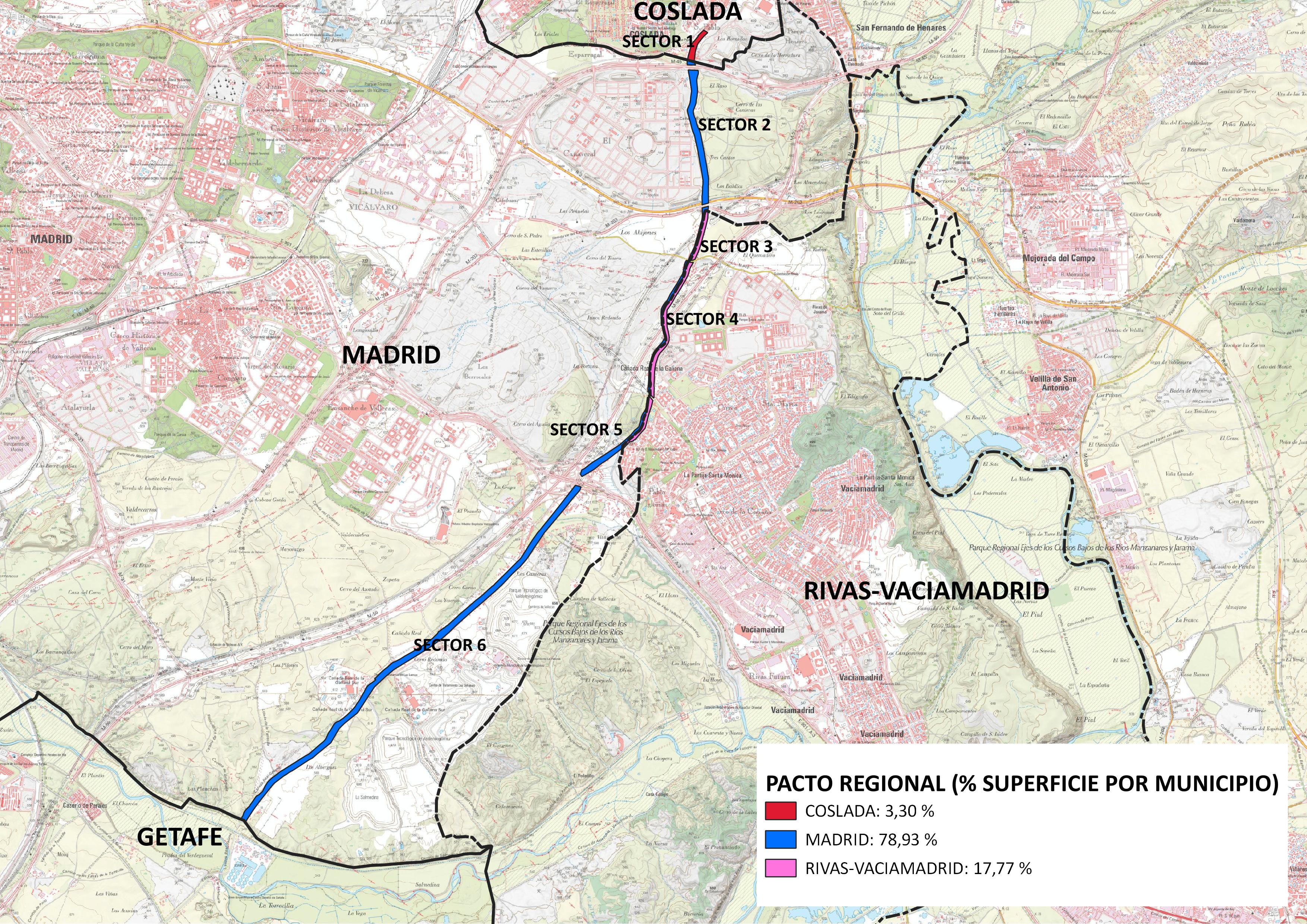 Plano de situación de la Cañada Real Galiana