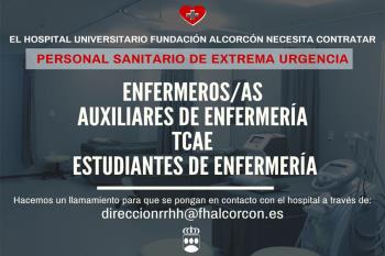 Lee toda la noticia 'El Hospital de Alcorcón necesita urgente profesionales sanitarios '